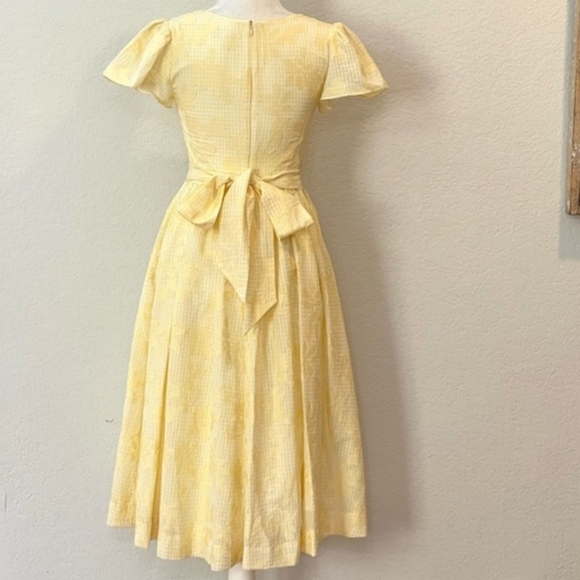 Rachel Parcell Women's Yellow Burnt-out Gingam Midi Dress - Picture 11 of 14